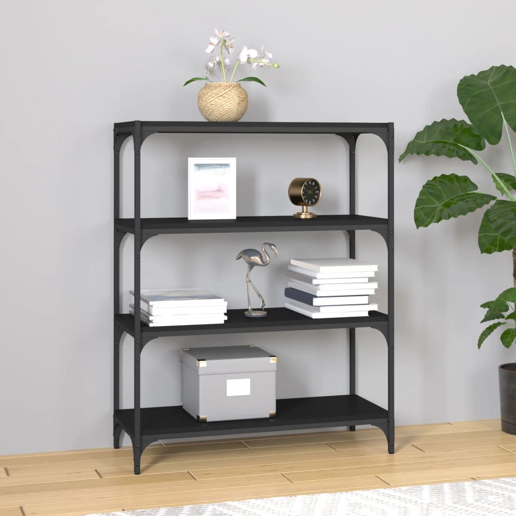 Bücherregal Schwarz 40x33x70,5 cm Holzwerkstoff und Stahl
