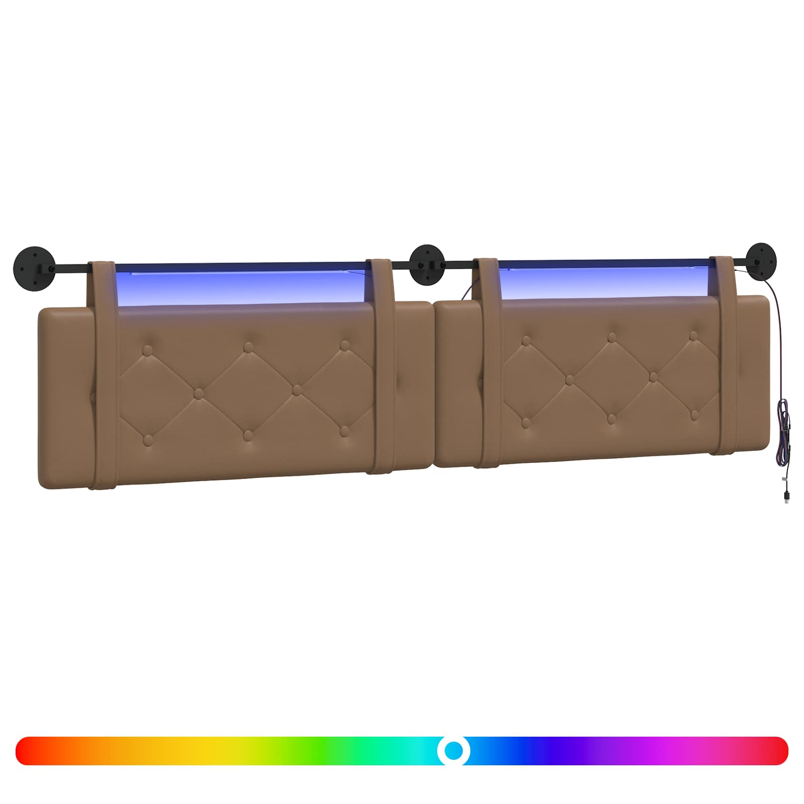 Hängendes Kopfteil Mit LED Licht Creme Kunstleder