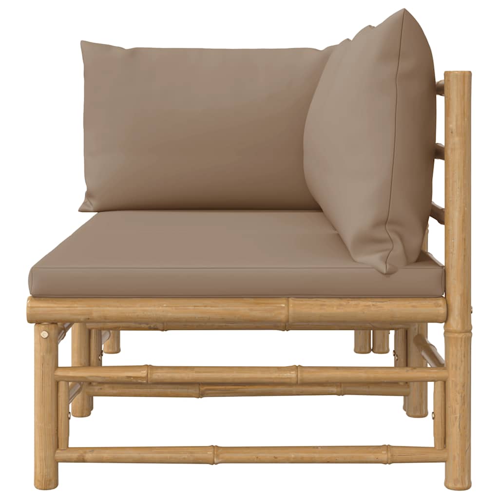 3-tlg. Garten-Lounge-Set mit Hellgrauen Kissen Bambus