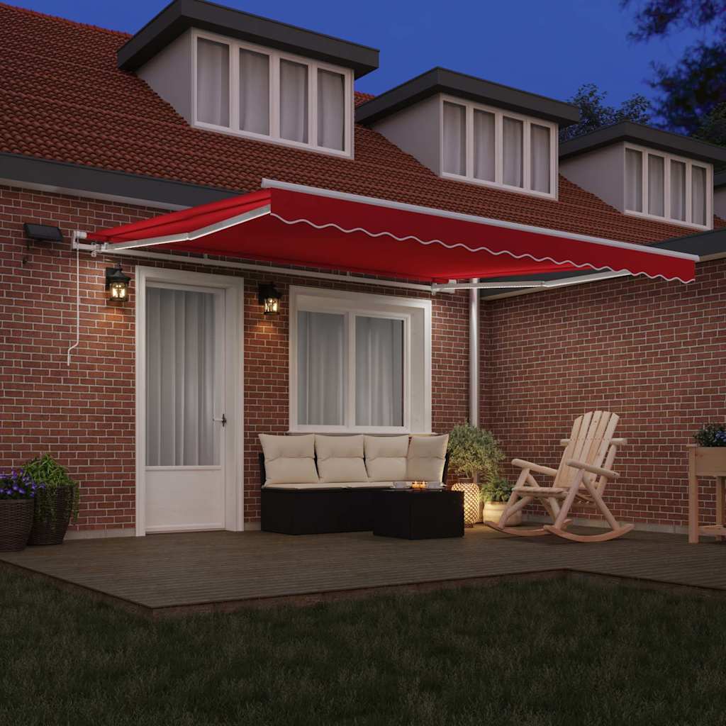 Markise Manuell Einziehbar mit LED 300x250 cm Blau und Weiß