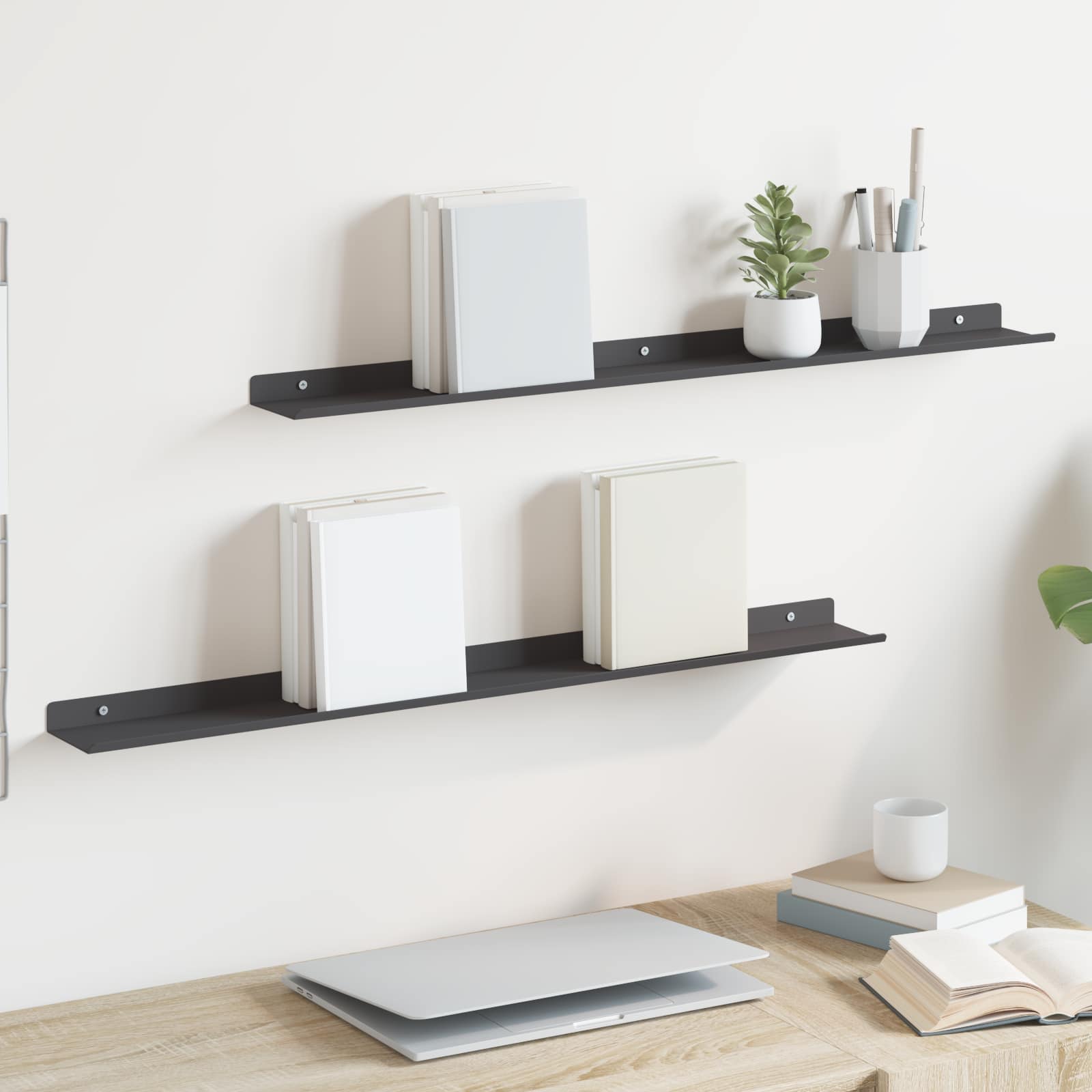 Schwebendes Regal 3 pcs Schwarz 40 x 9 x 2,5 cm Stahl