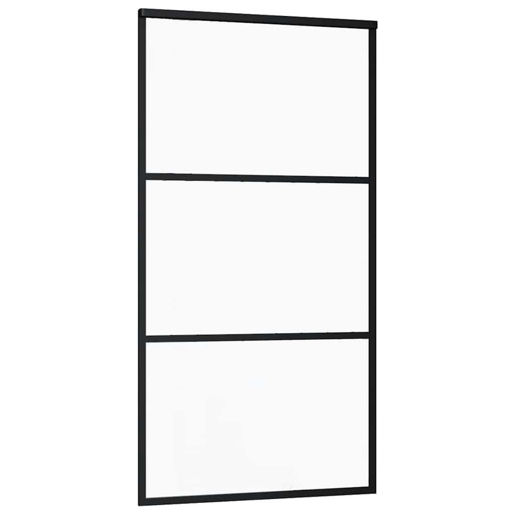 Schiebetür 3-teilig ESG-Glas und Aluminium 76x205 cm Schwarz