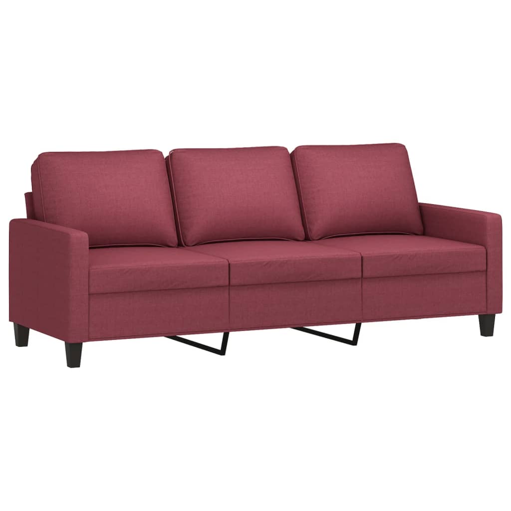3-Sitzer-Sofa mit Hocker Creme 180 cm Stoff