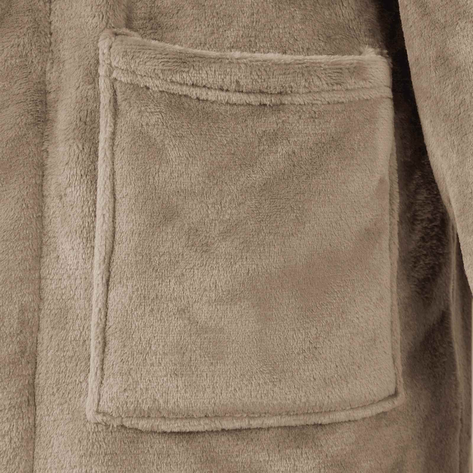 Bademantel ohne Kapuze Beige S Flanell
