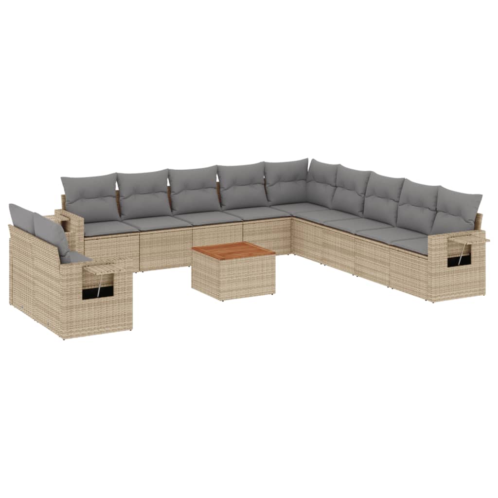 12-tlg. Garten-Sofagarnitur mit Kissen Schwarz Poly Rattan