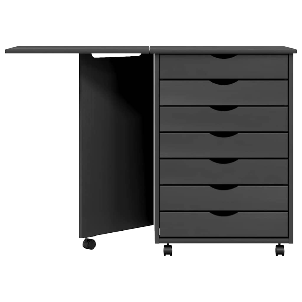 Rollschrank mit Schreibtisch MOSS Honigbraun Massivholz Kiefer