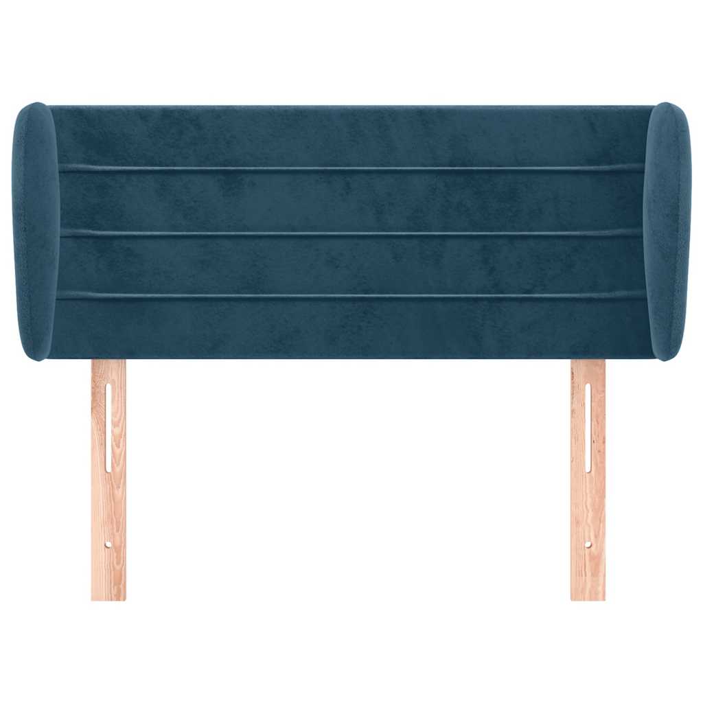 Kopfteil mit Ohren Dunkelblau 203x23x118/128 cm Samt