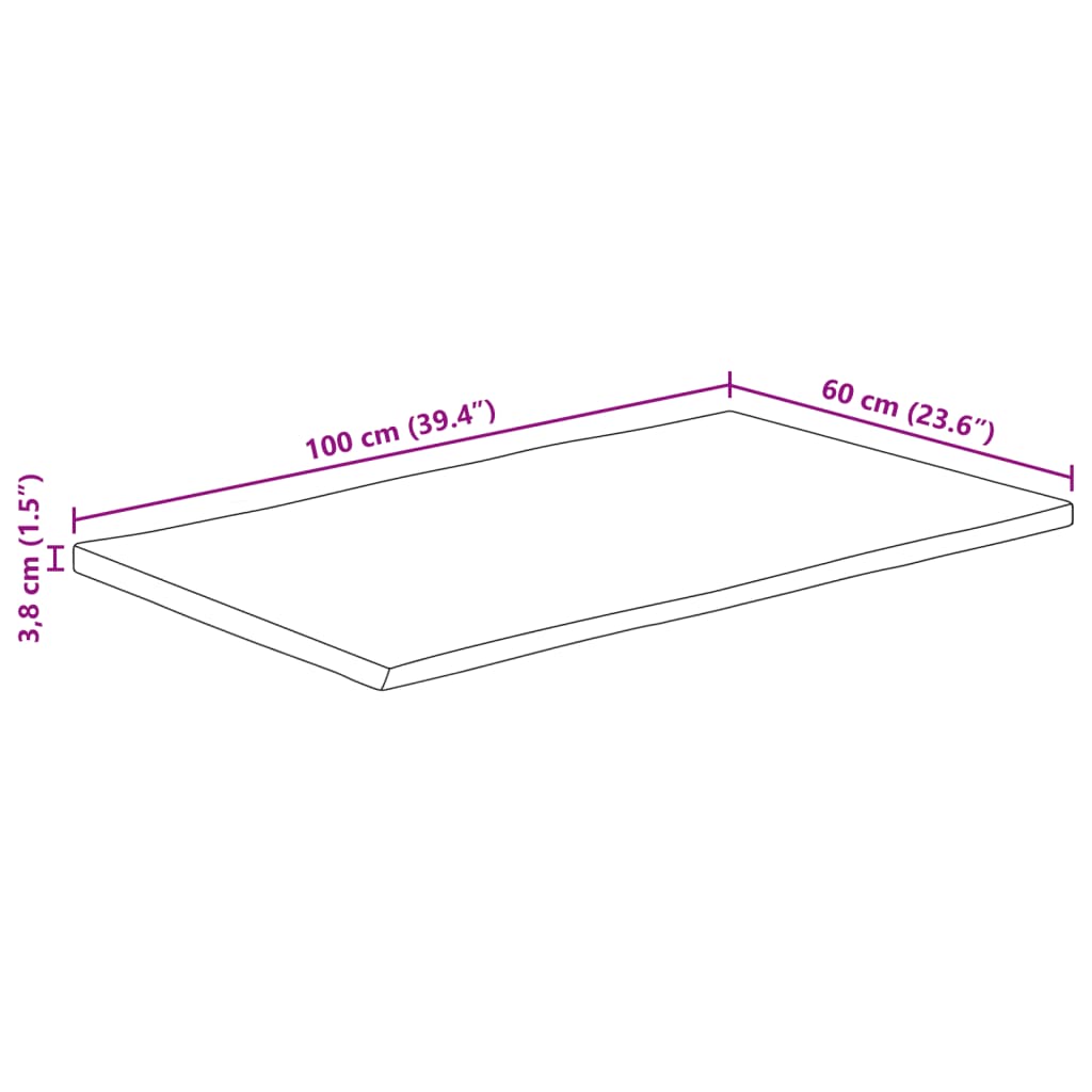 Tischplatte 40x40x2,5 cm Rechteckig Massivholz Akazie Baumkante
