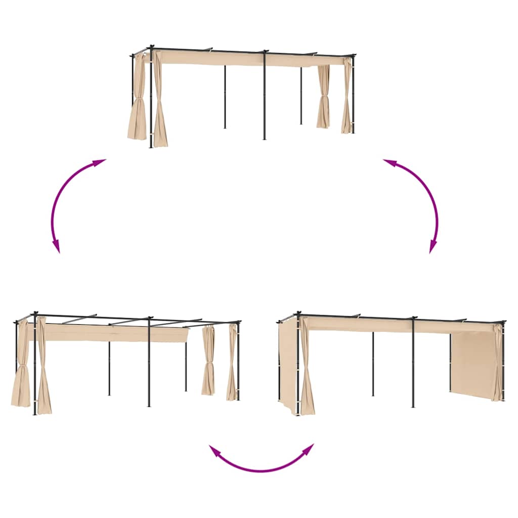 Pavillon mit Vorhängen 3x3 m Taupe Stahl