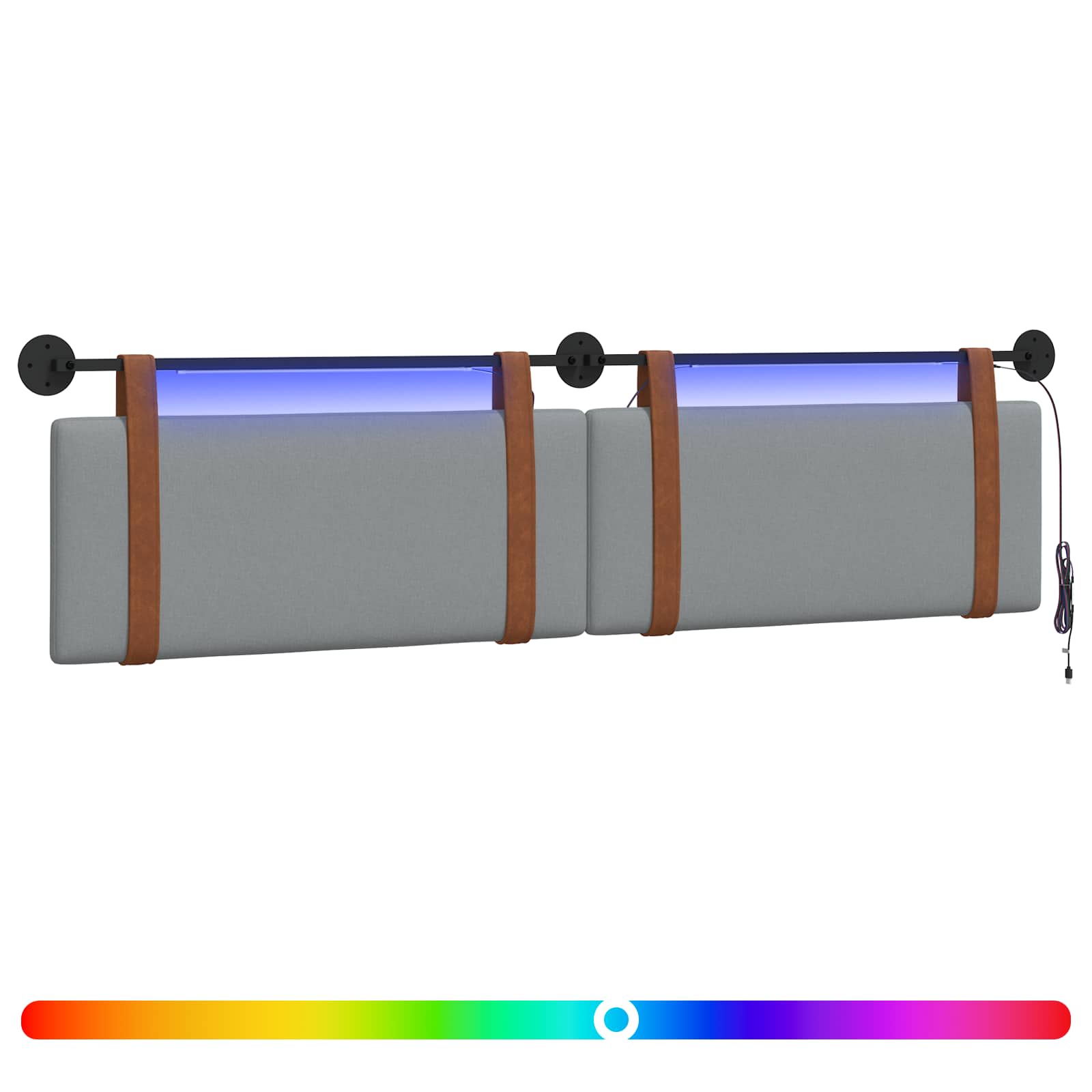 Hängendes Kopfteil Mit LED Licht Wolkengrau Antikes PU