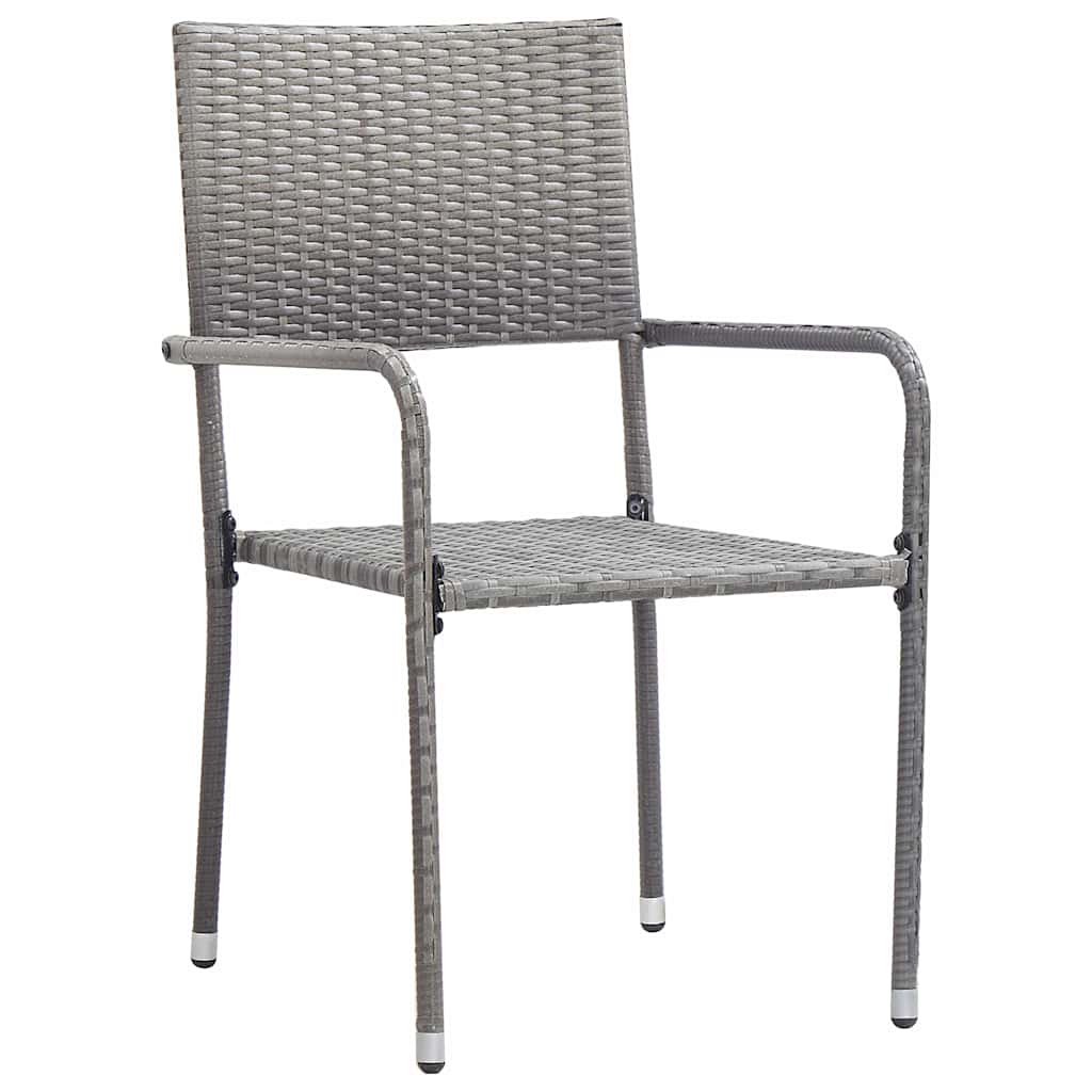Garten-Essstühle 6 Stk. Stapelbar Schwarz Polyrattan