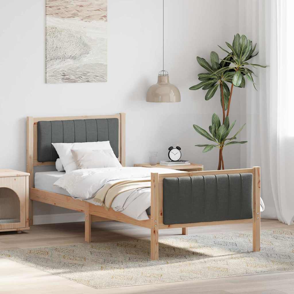 Bettgestell Braun und hellgrau 200 x 200 cm Massivholz Kiefer