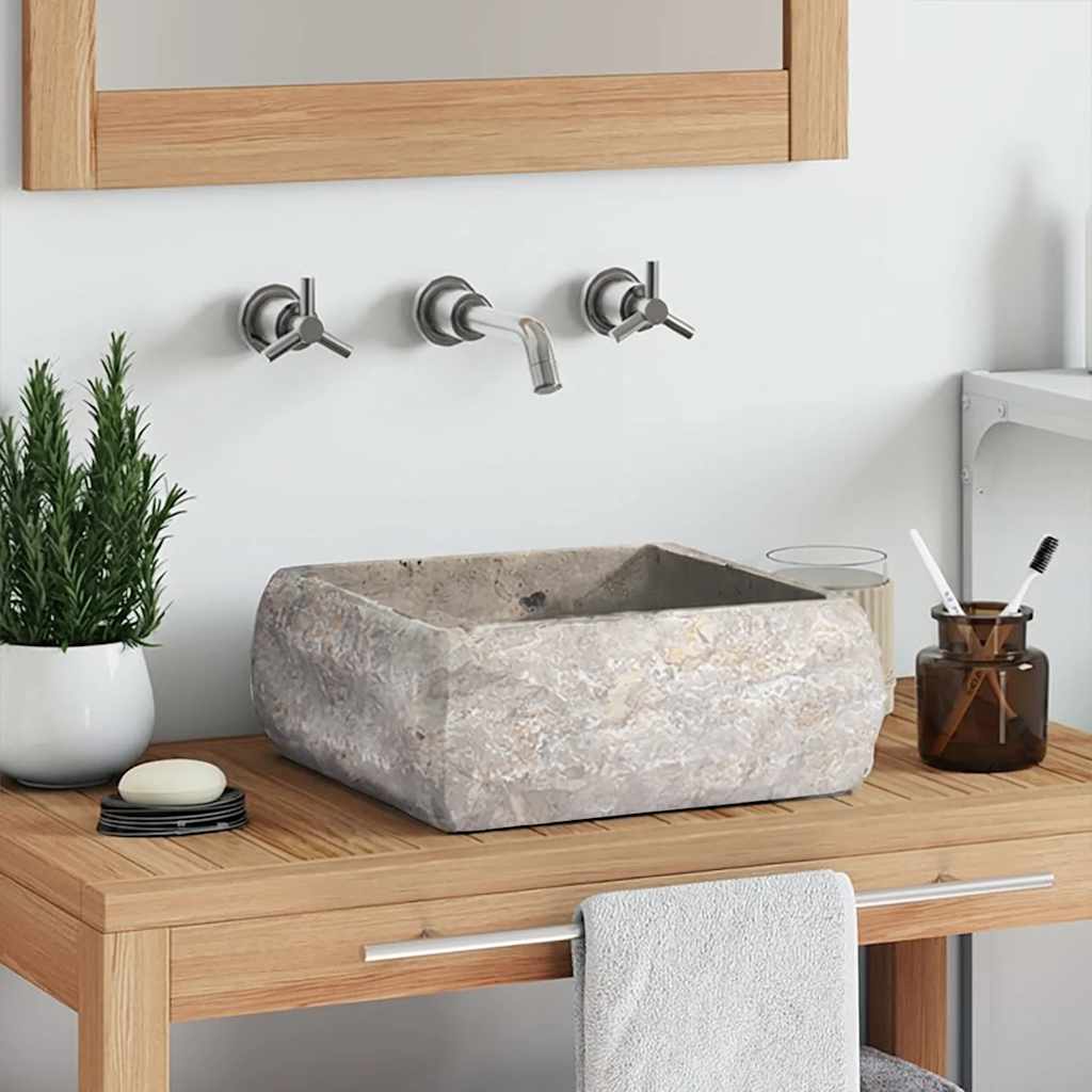 Waschbecken Creme 30x30x13 cm Marmor