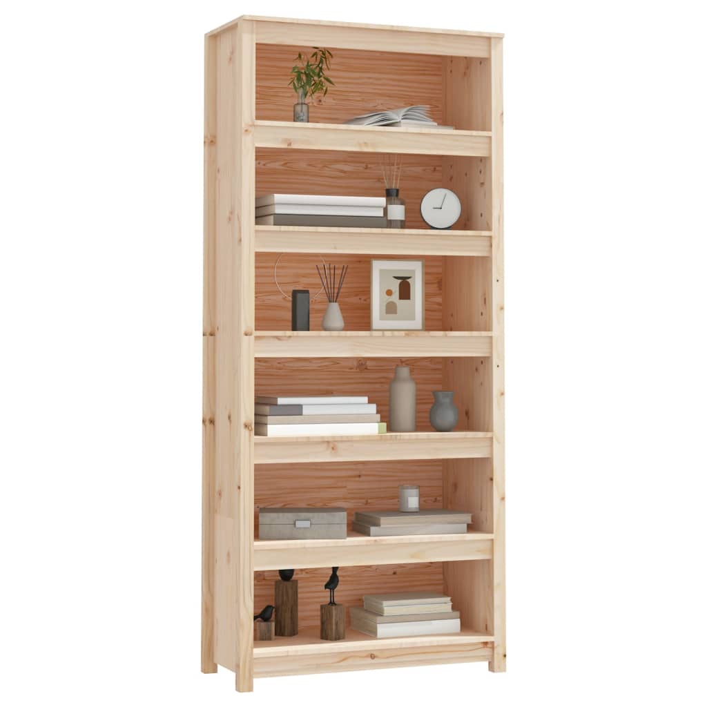 Bücherregal Grau 80x35x68 cm Massivholz Kiefer