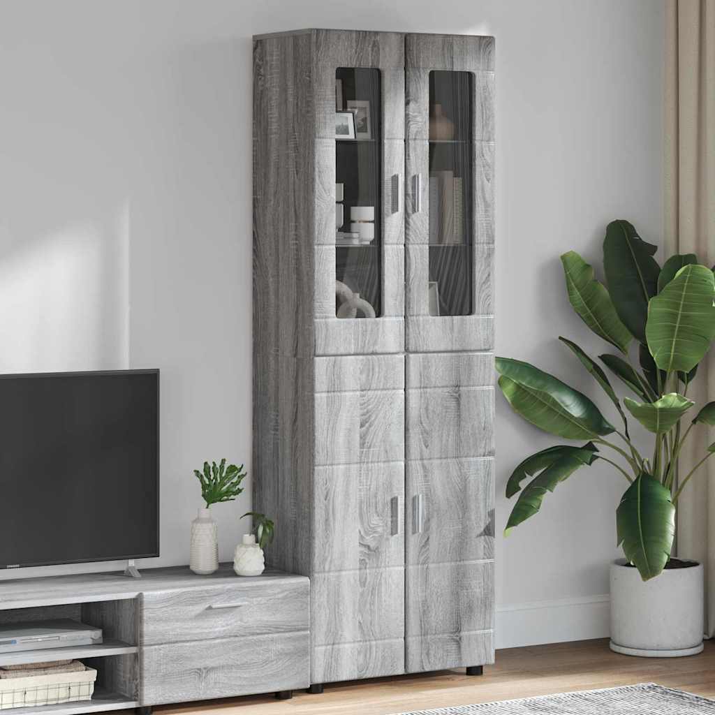 Highboard mit Regal FLORIN Weiß 60 x 35 x 182 cm Holzwerkstoff