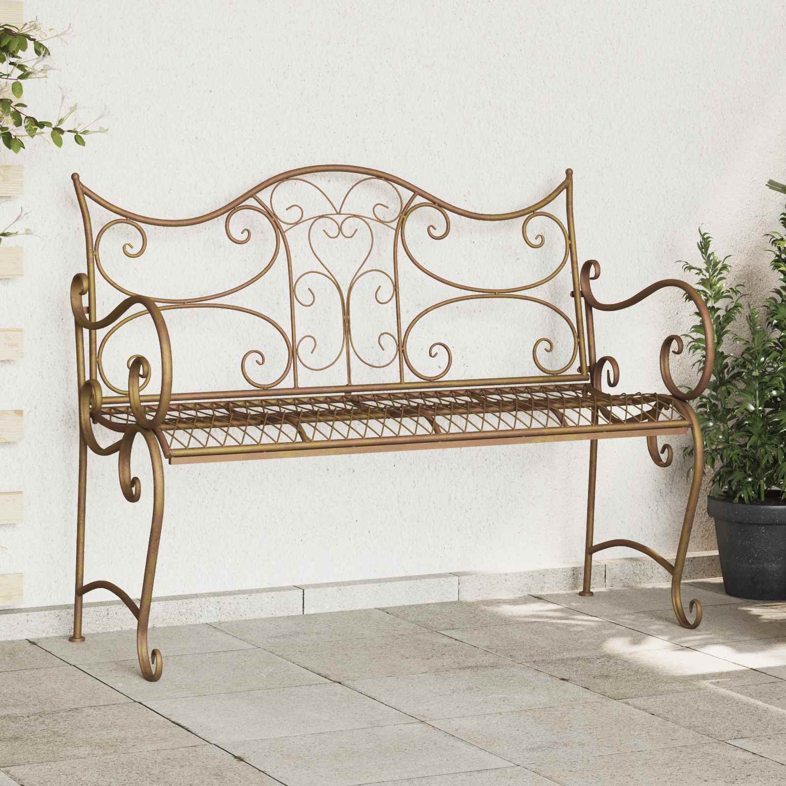 Gartenbank 2-Sitzanzahl 114 x 56,5 x 90 cm Stahl Silber Grau