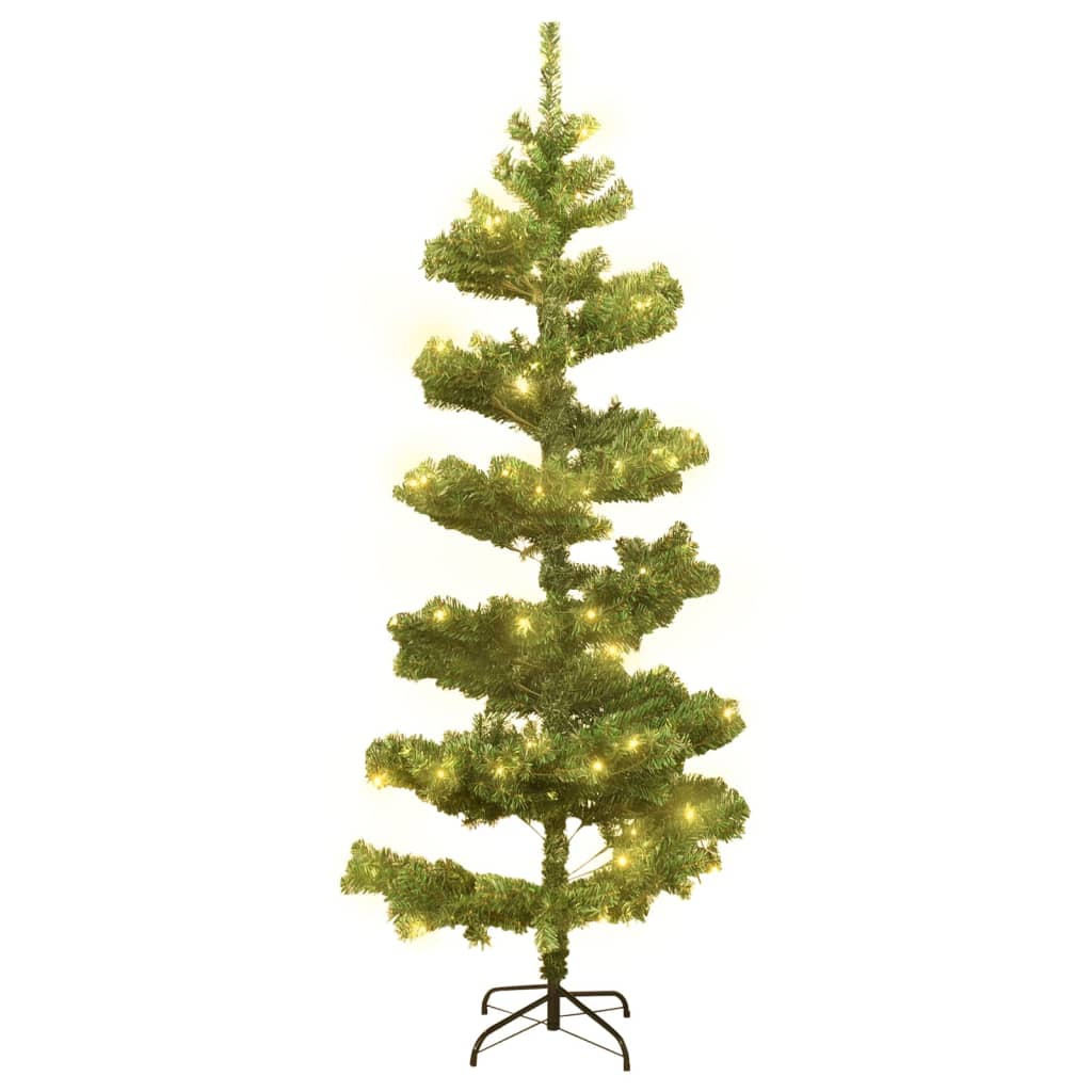 Spiral-Weihnachtsbaum mit Beleuchtung und Ständer Weiß 180 cm