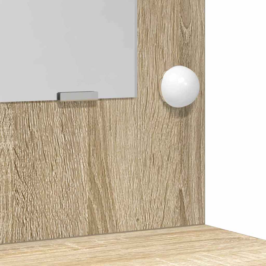 Schminktisch mit Spiegelbeleuchtung 2 pcs Weiß Holzwerkstoff
