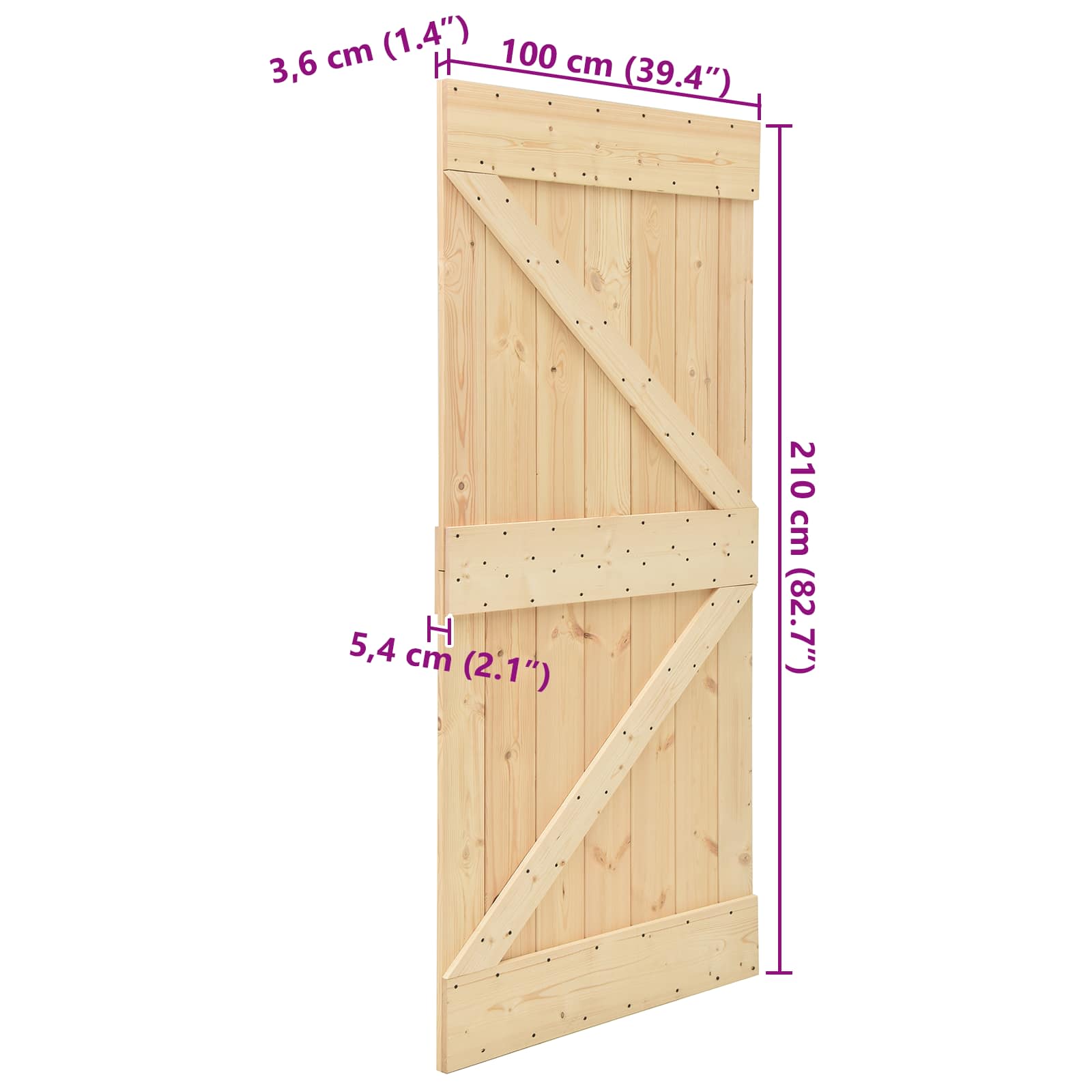 Tür NARVIK Natur 80 x 210 cm Massivkiefer