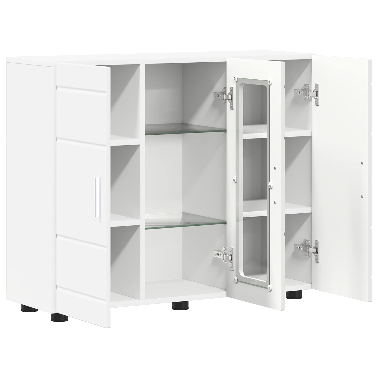 Highboard mit Regal FLORIN Weiß 60 x 35 x 182 cm Holzwerkstoff
