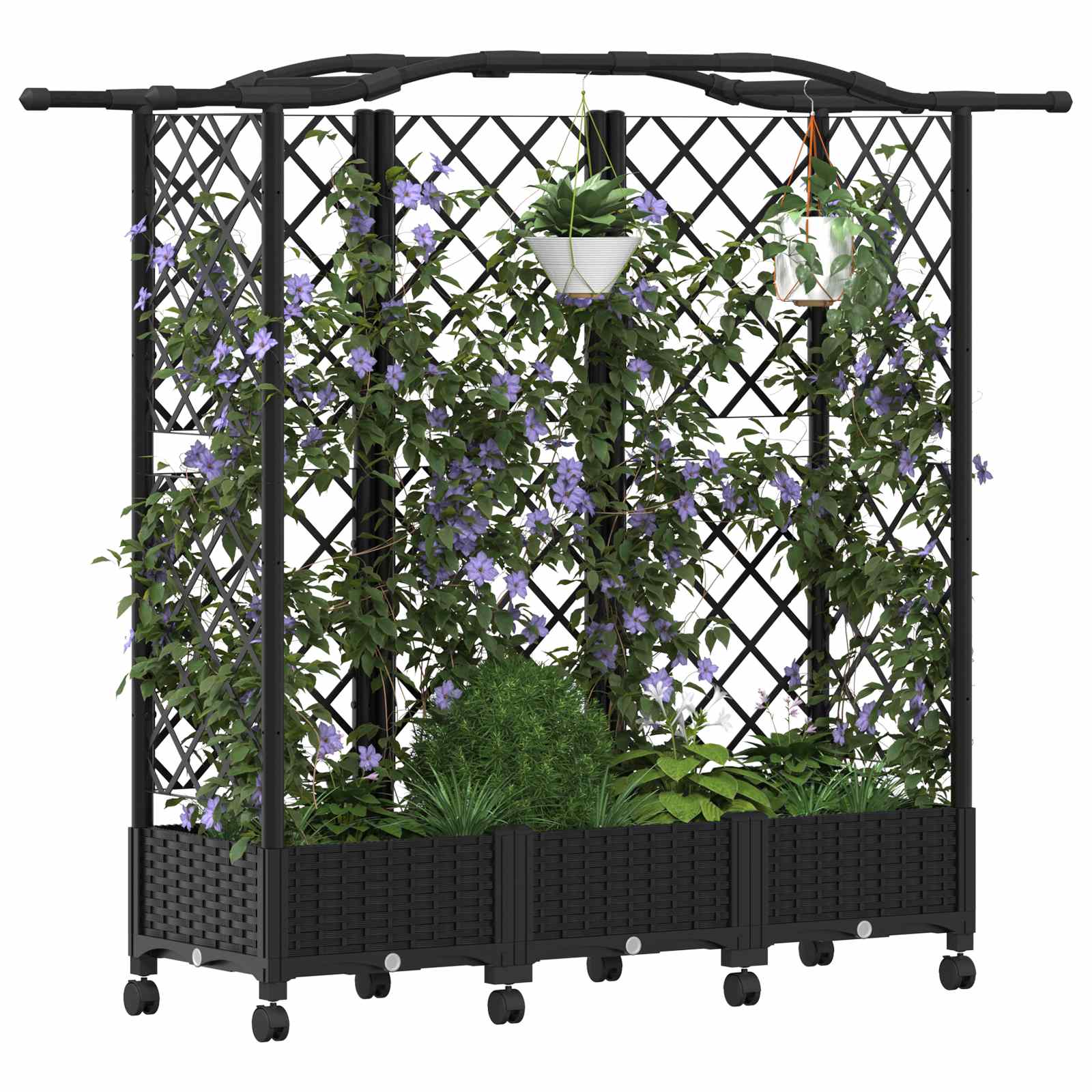 Hochbeet mit Rankgitter und Dach Braun 124 x 40 x 123 cm PP
