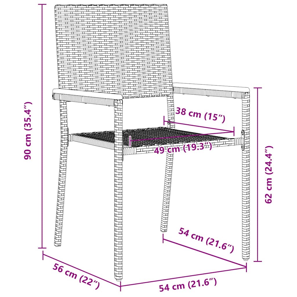 Garten Stapelstühle 4 pcs Braun und Schwarz 54 x 56 x 90 cm