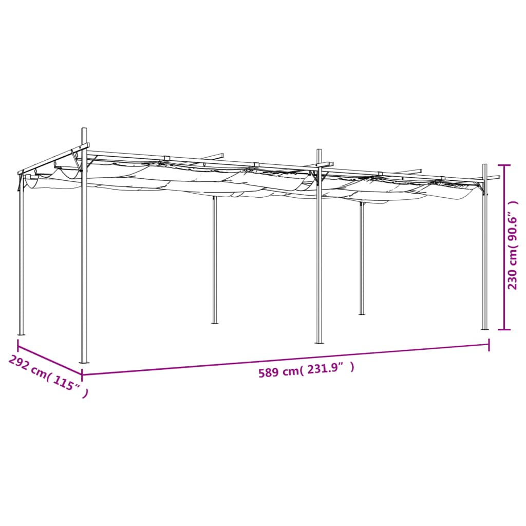 Pergola mit Schiebedach Creme 295x292x230 cm