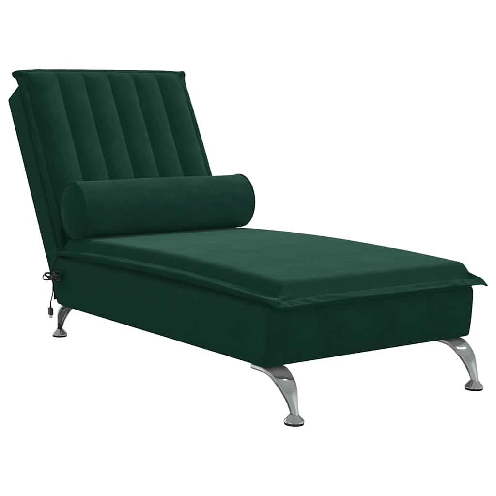 Massage-Chaiselongue mit Nackenrolle Hellgrau Samt