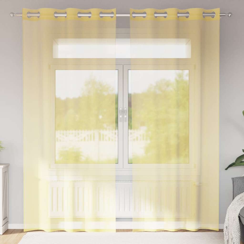 Voile Vorhänge mit Ösen 2 Stk. Apfelgrün 140x140 cm