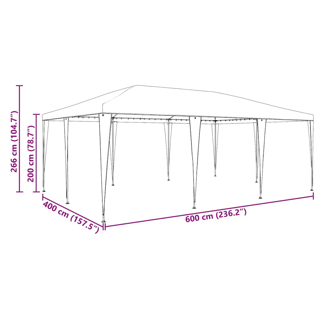 Party-Zelt Weiß 400 x 400 x 266 cm Polyethylen und Stahl