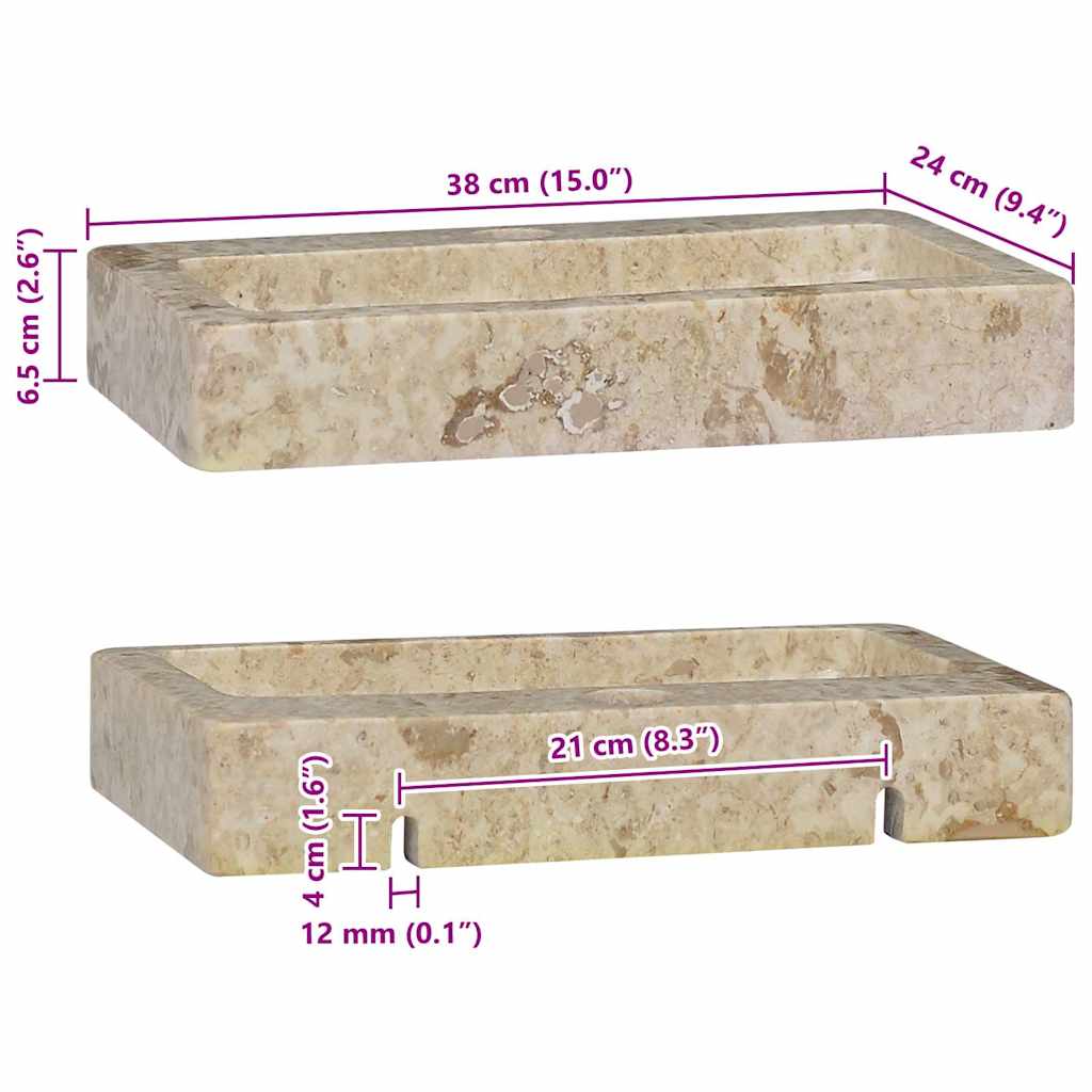 Wandwaschbecken Creme 38x24x6,5 cm Marmor