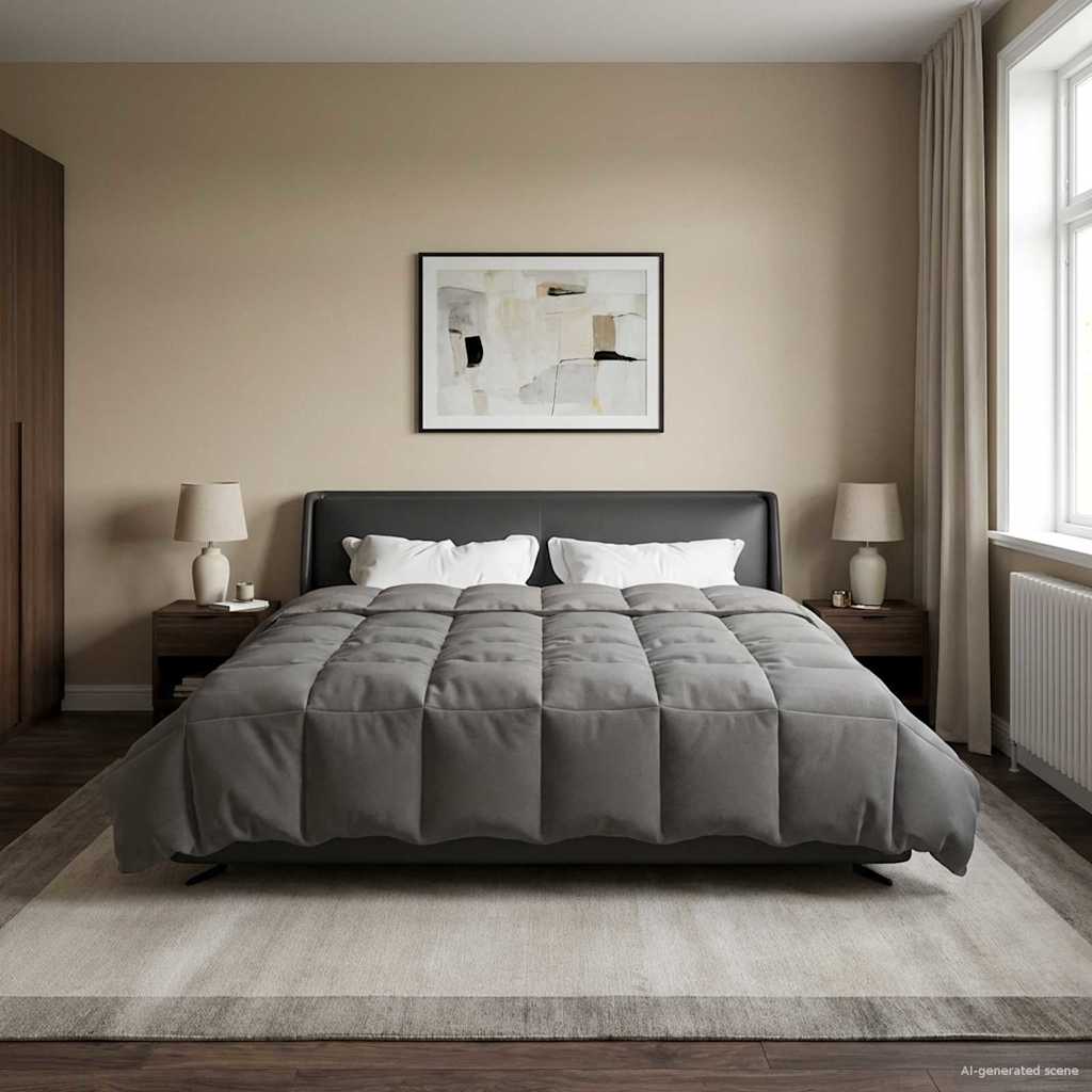 Winterbettdecke Gepolstert Anthrazit 240 x 260 cm Mikrofaser