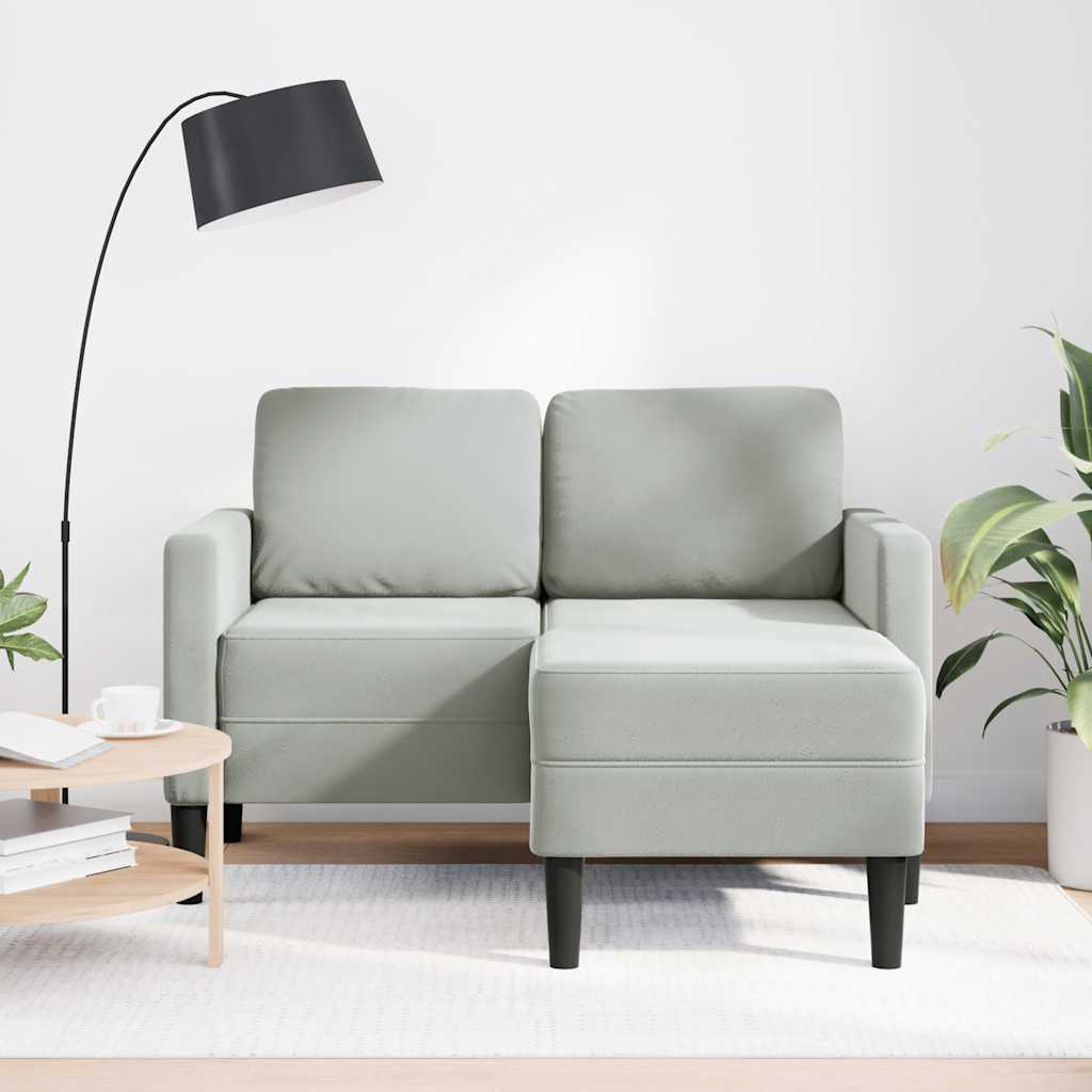 2-Sitzer-Sofa mit Chaiselongue L-Form Blau 125 cm Samt