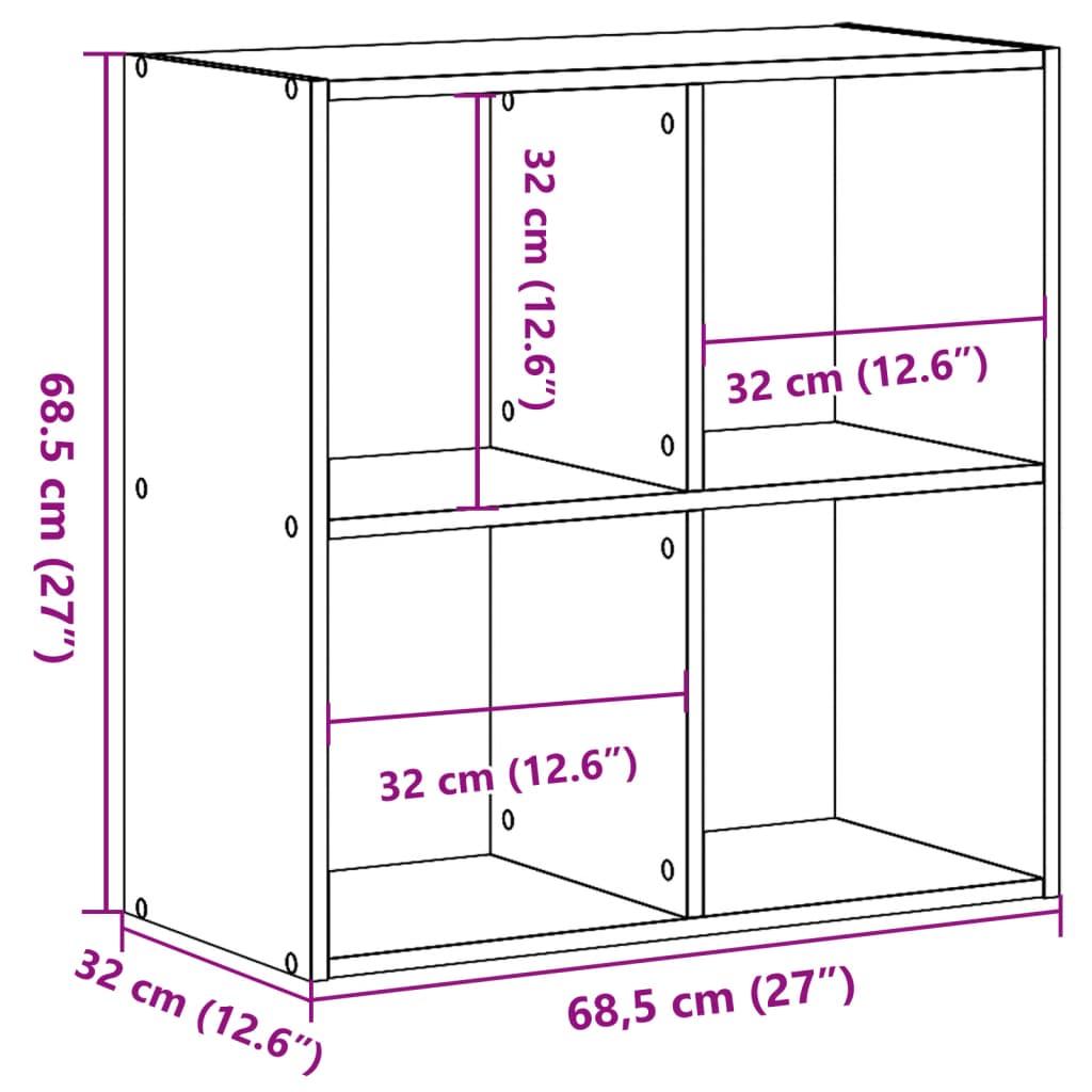 Bücherregal Schwarze Eiche 102 x 32 x 102 cm