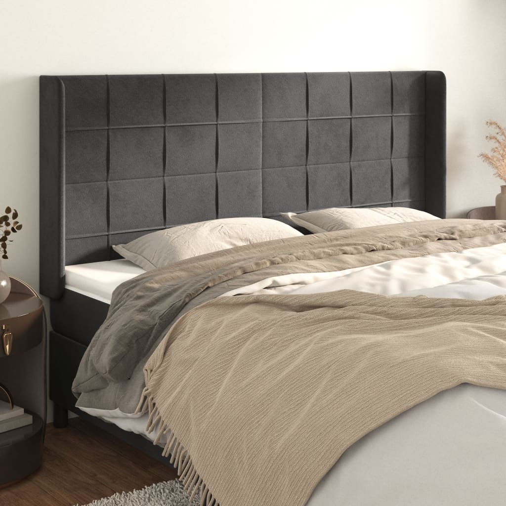 Kopfteil mit Ohren Dunkelblau 93x16x78/88 cm Samt