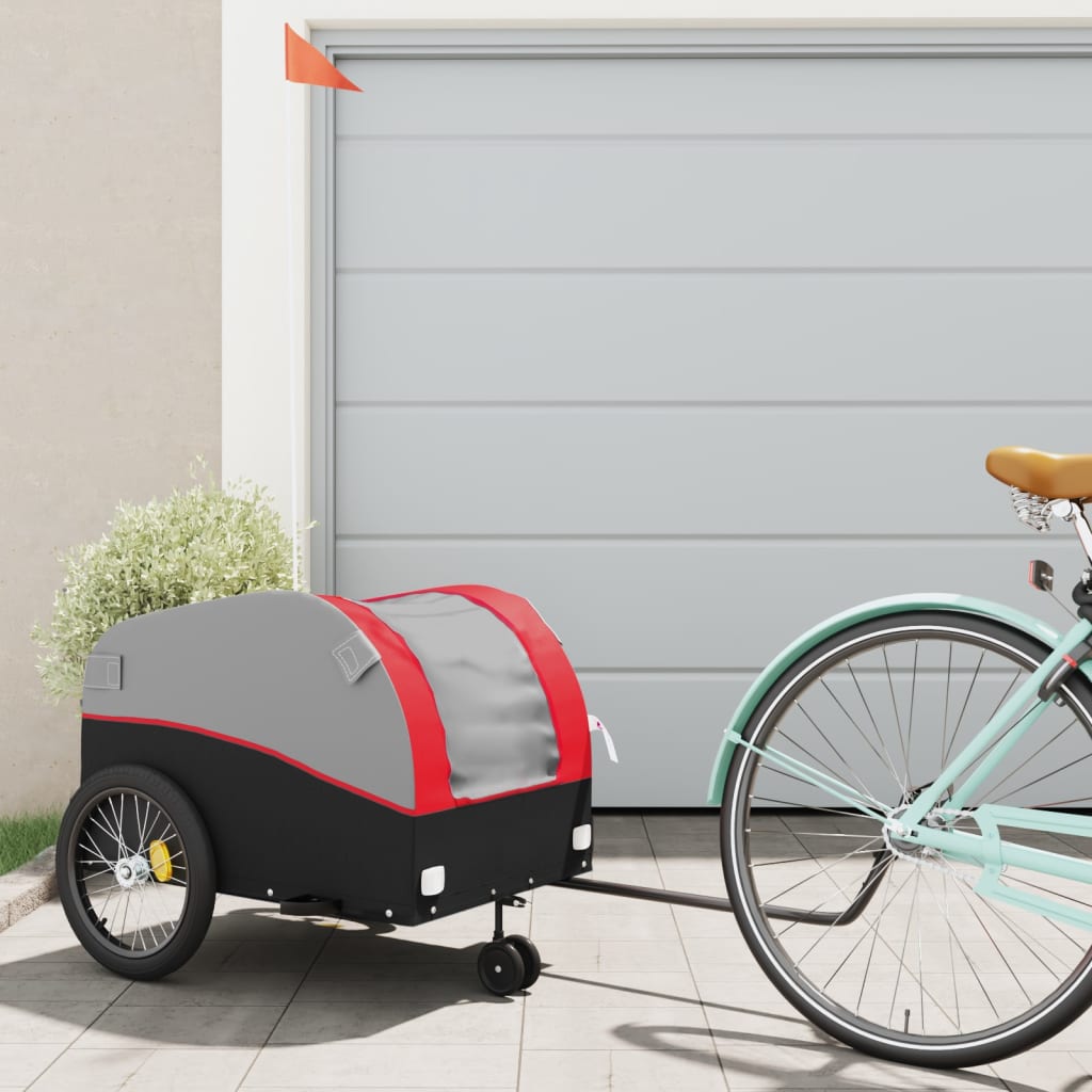 Fahrradanhänger Schwarz und Orange 30 kg Eisen