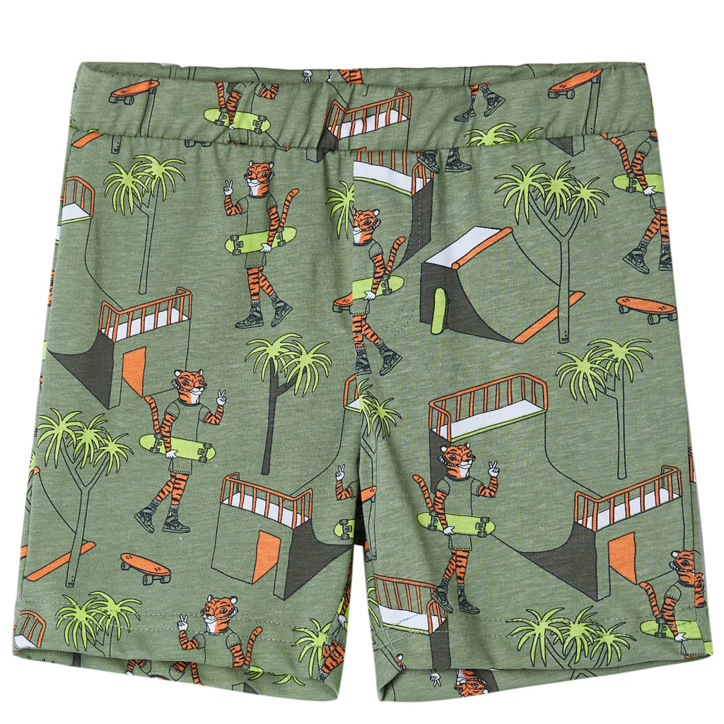 Kinderpyjama mit Kurzen Ärmeln Hellkhaki 92