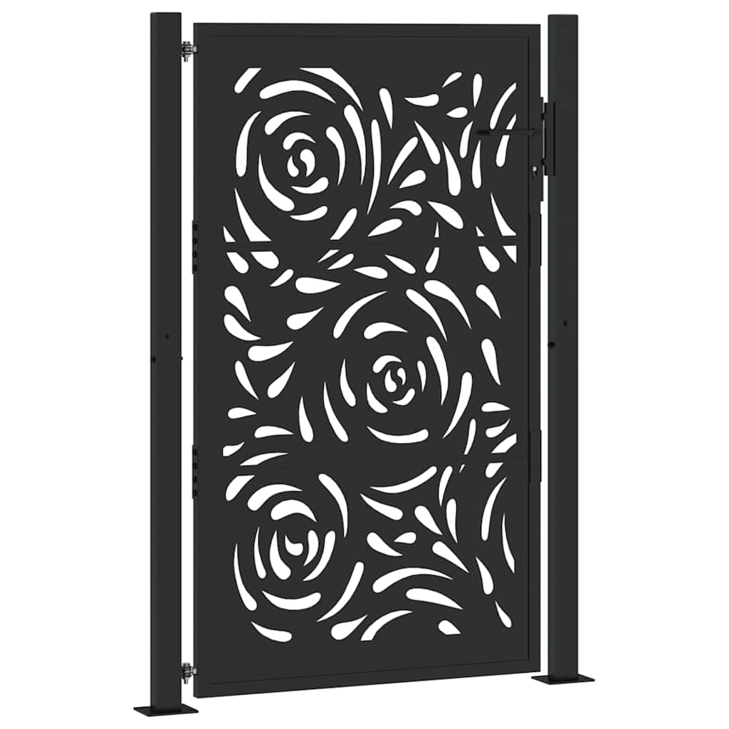 Gartentor Schwarz 100x100 cm Stahl Lichtdesign