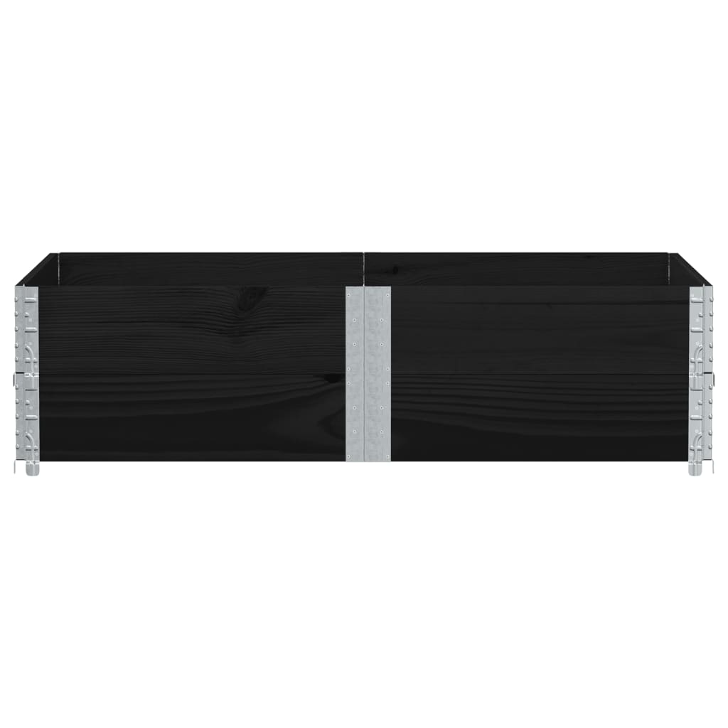 Paletten-Aufsatzrahmen Schwarz 80x60 cm Massivholz Kiefer