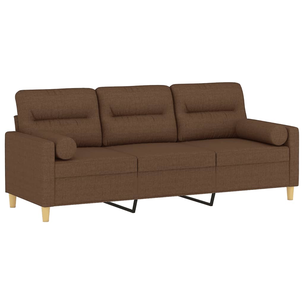 2-Sitzer-Sofa mit Zierkissen Braun 120 cm Stoff