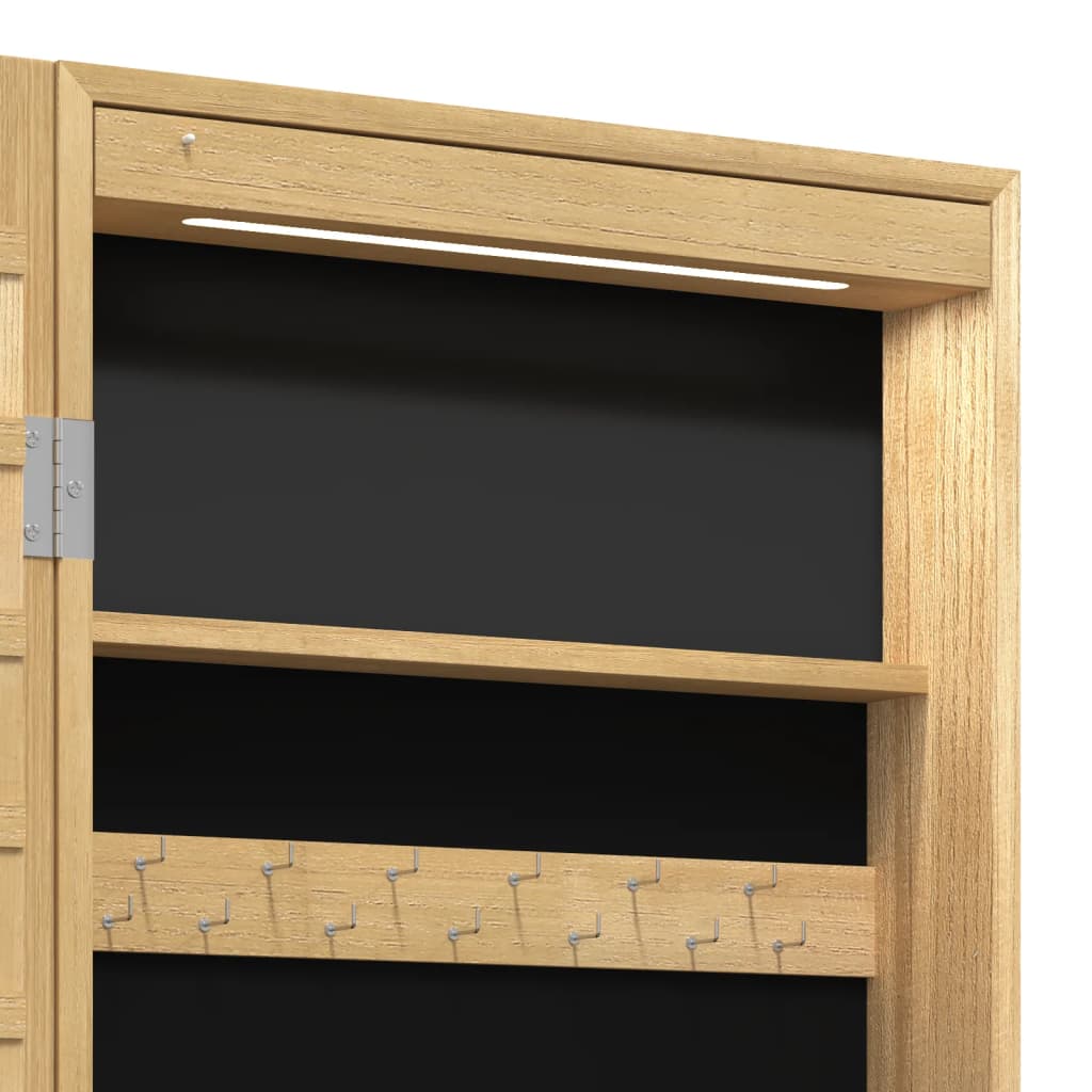 Spiegel-Schmuckschrank mit LED-Beleuchtung Wandmontage Weiß