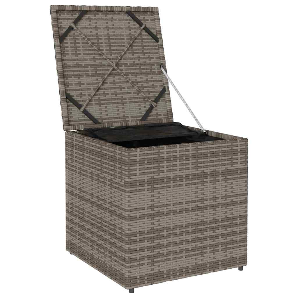 Kissenbox mit Speicher Schwarz 50 x 50 x 50 cm Poly-Rattan