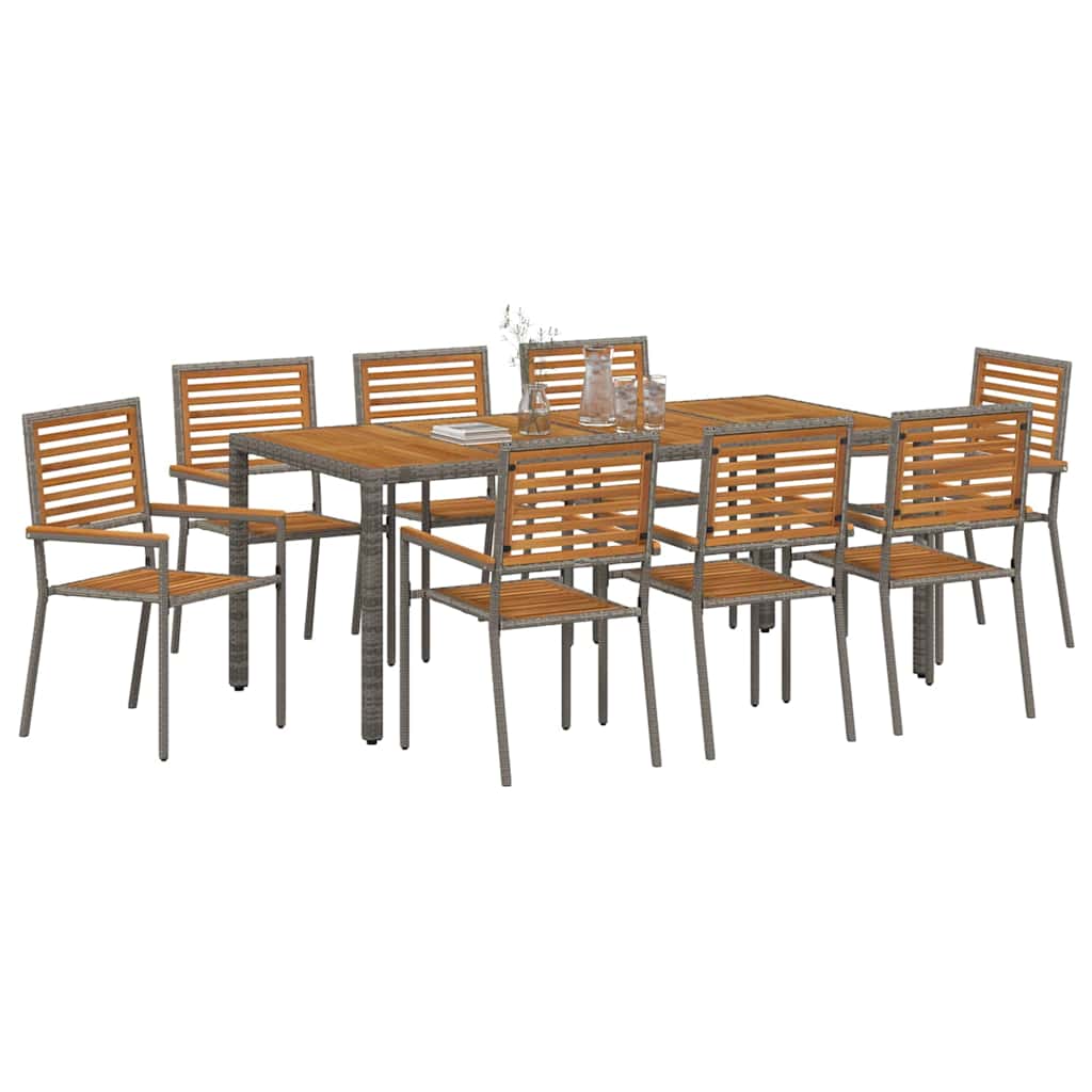 Garten Essgruppe 3 pcs Schwarz und Braun Poly-Rattan