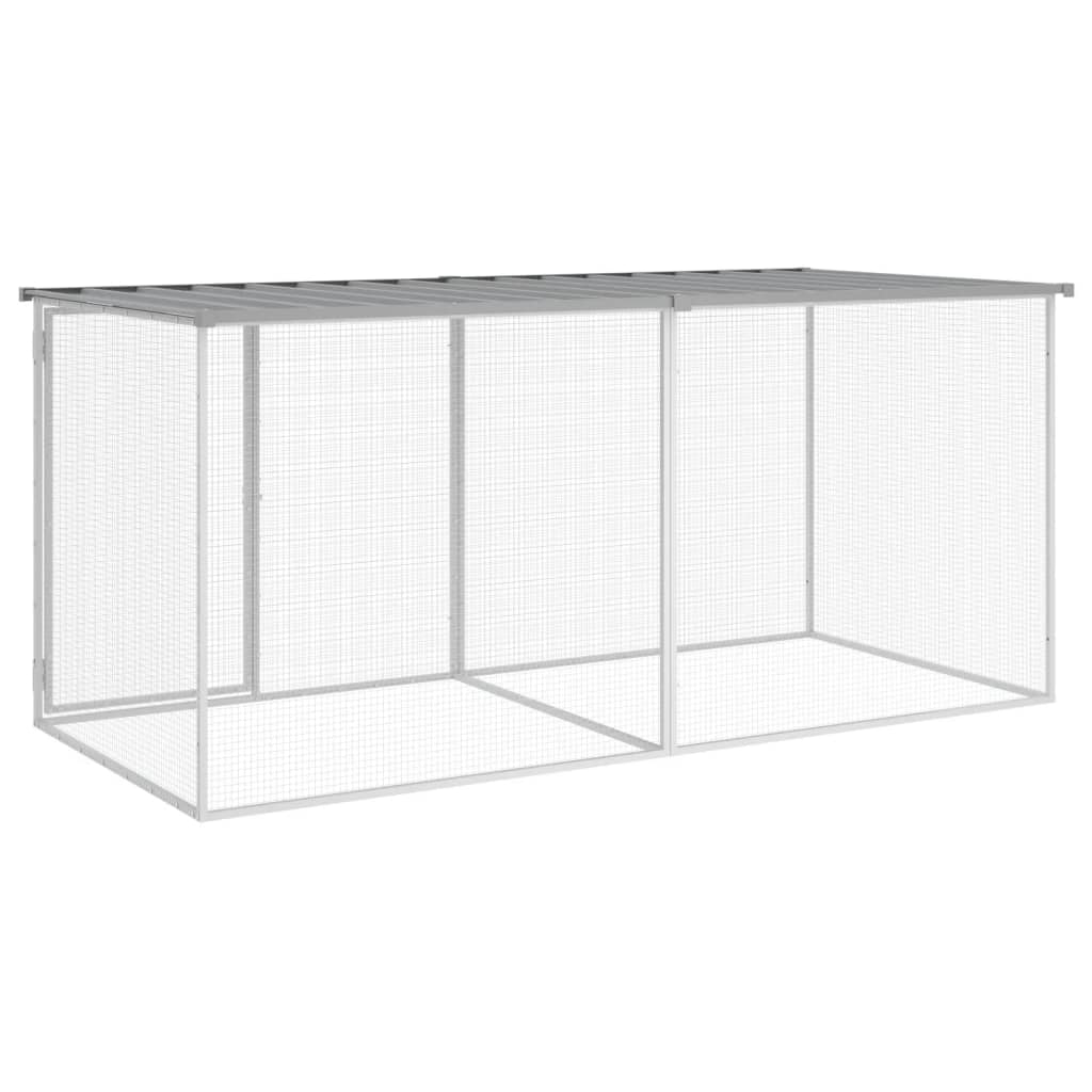 Hühnerkäfig mit Dach Anthrazit 203x98x90 cm Verzinkter Stahl