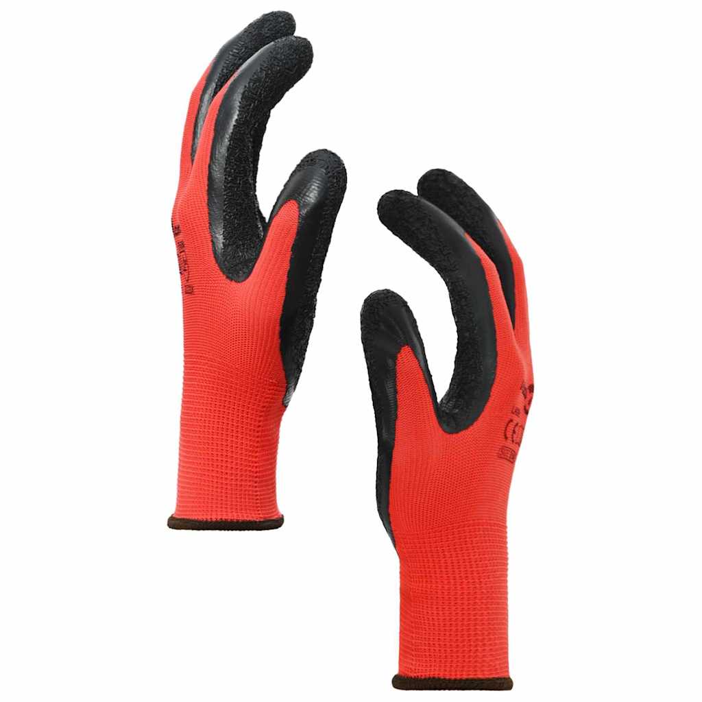 Arbeitshandschuhe 12 pcs Rot und Schwarz 7 / S Latexbeschichtung