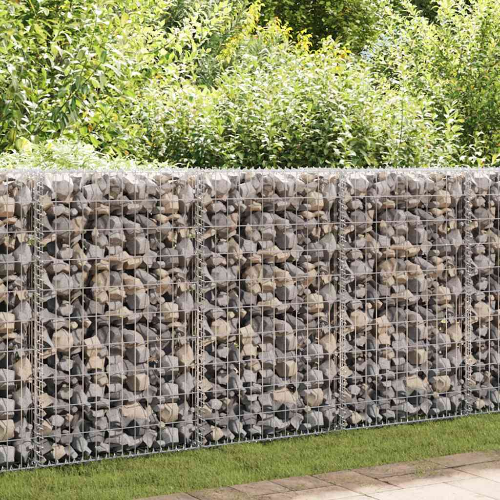 Gabionenwand mit Abdeckung Verzinkter Stahl 20×20×100 cm