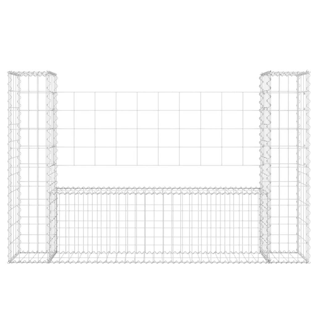 Gabionenkorb U-Form mit 2 Säulen Eisen 140x20x150 cm