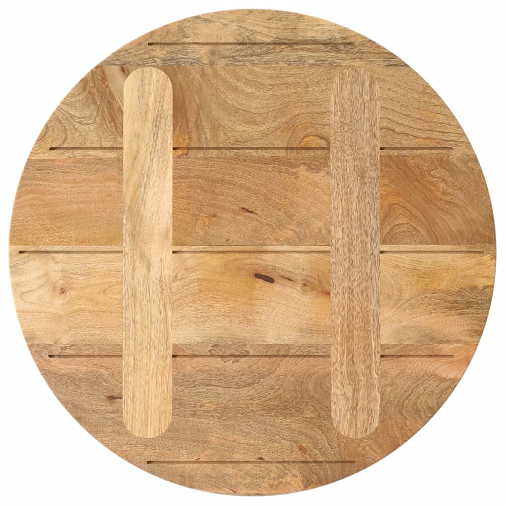 Tischplatte Ø 40x2,5 cm Rund Raues Massives Mangoholz
