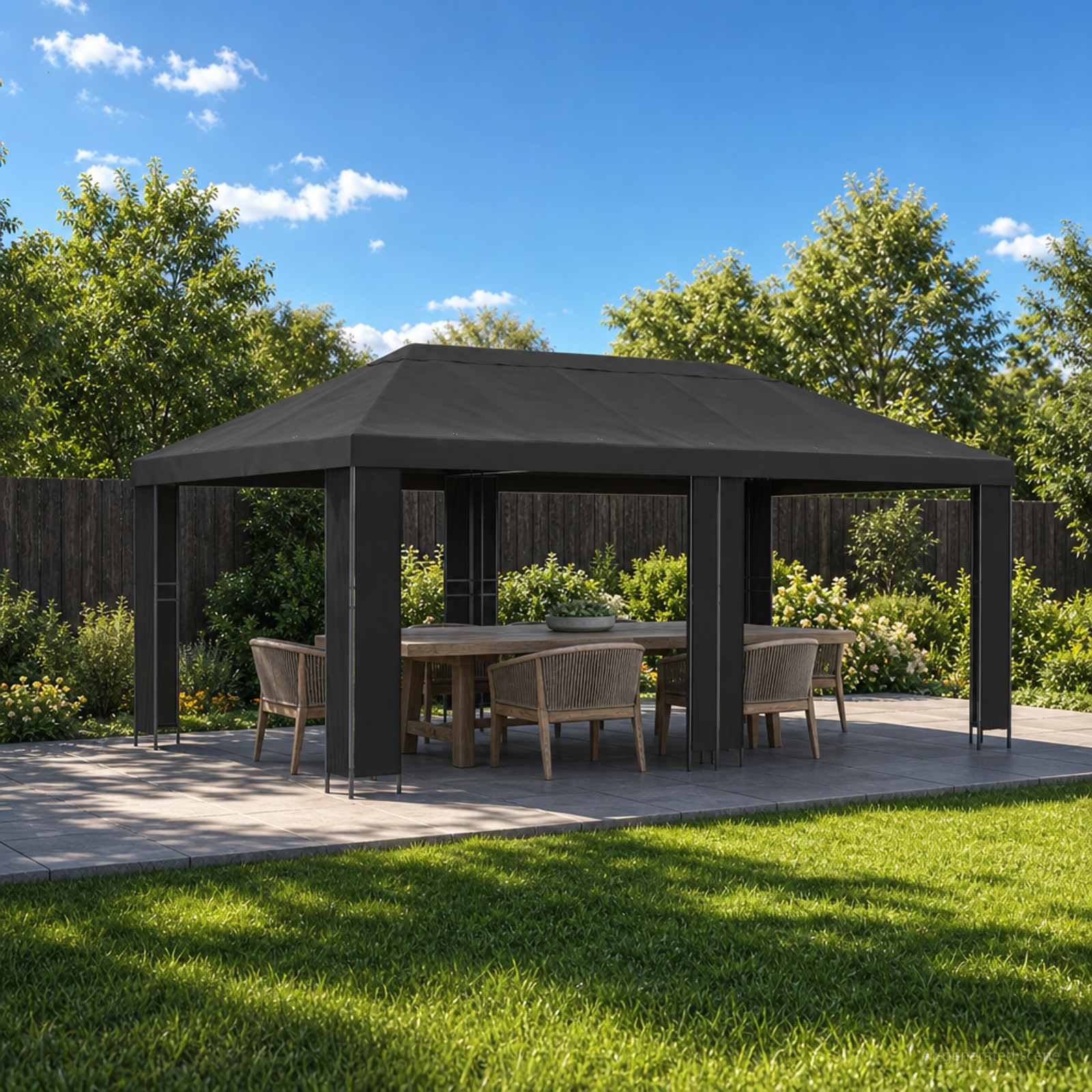 Garten Pavillon 6 x 3 m Beige Polyester und Stahl 190