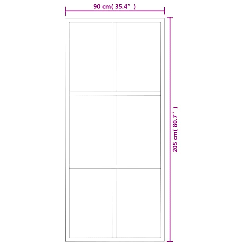 Schiebetür 3-teilig ESG-Glas und Aluminium 76x205 cm Schwarz